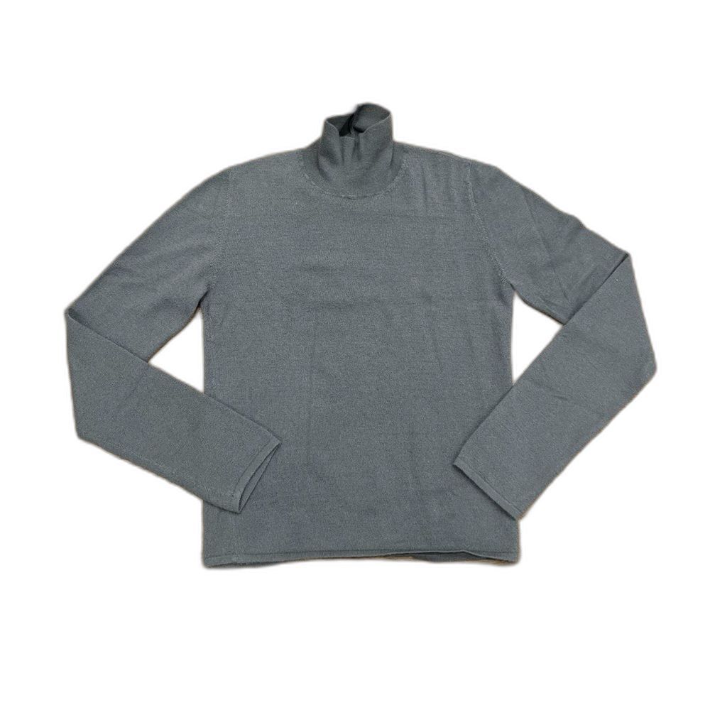 Giorgio Armani Black Label Cashmere Gray Mockneck Sweater Fine-Knit